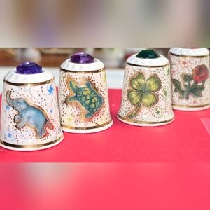 Mayfair Edition Of Good Fortune Fine Bone China Thimble  Elephant Rose Clover 4